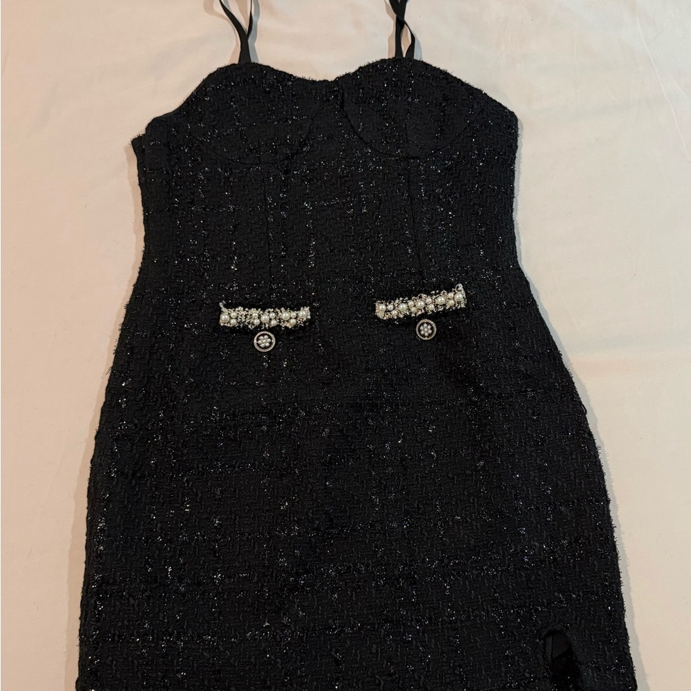 J. Crew Black Tweed Blazer with Pearl Accents - Picture 3 of 4
